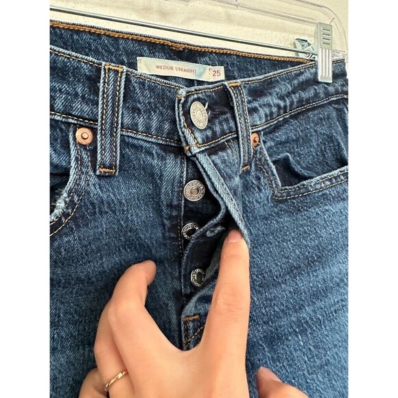 Levi's Wedgie Straight Button Fly Medium Wash Blue Jeans High Rise Women's 25 - Picture 4 of 10